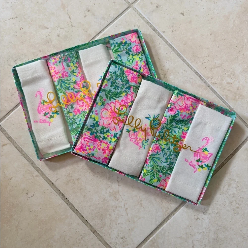 Lilly Pulitzer Fruity Flamingo Floral Cocktail Napkins Set of 8